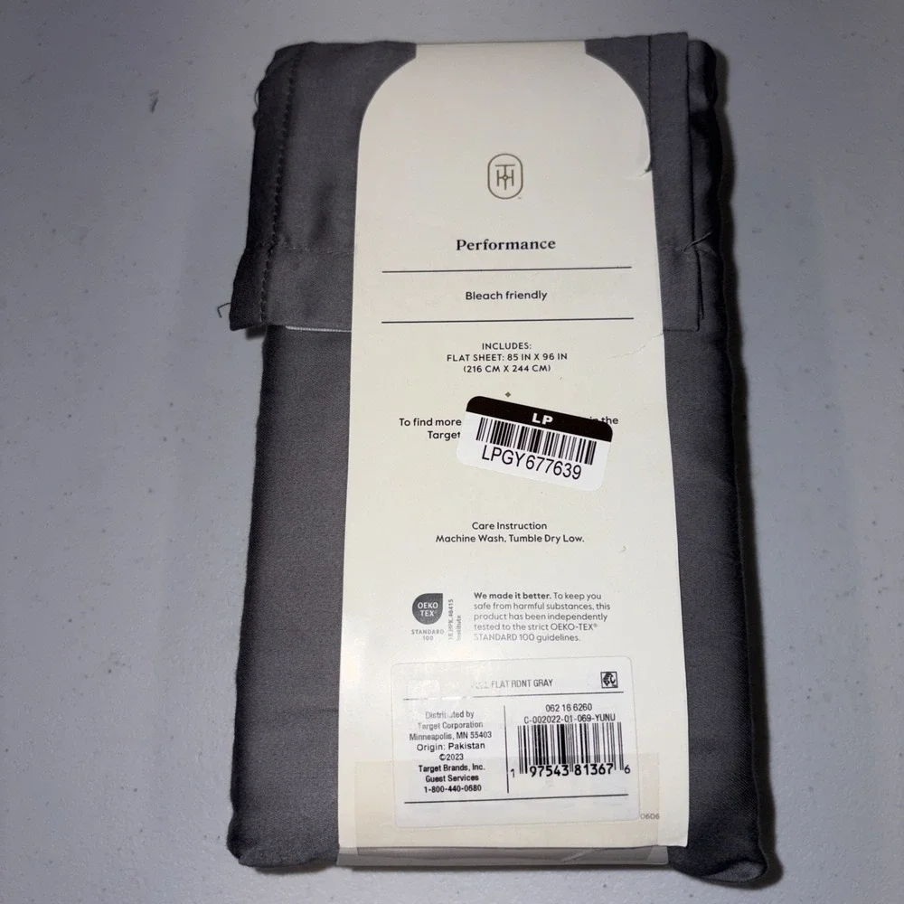 Full 400 Thread Count Performance Flat Sheet Dark Gray - Threshold: Cotton